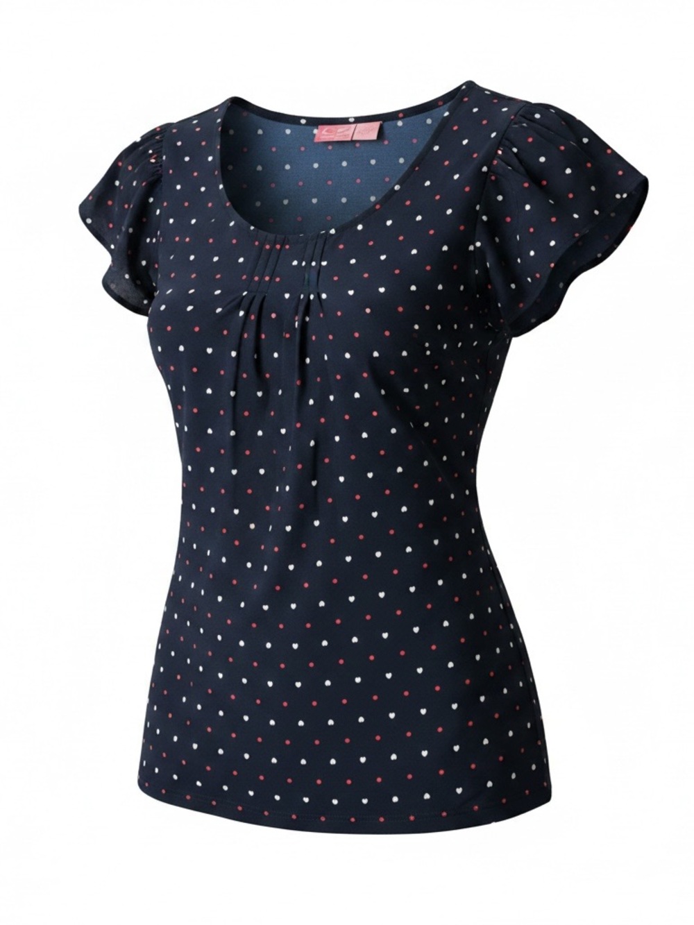 Times Maternity Navy Polka Dot Flutter Sleeve Blouse